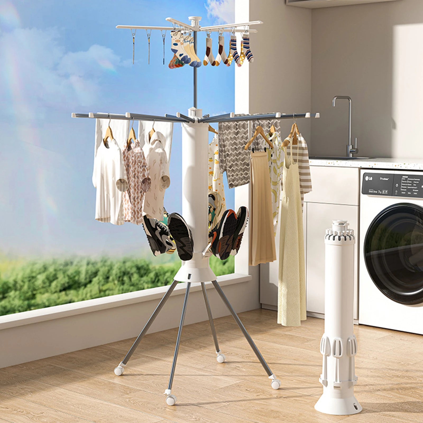 Sèche-linge pliable sur pied Pieuvre T1