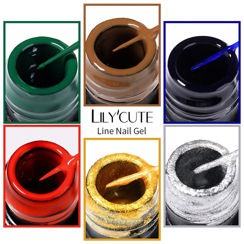 LILYCUTE 5ml blanc noir Liner Gel vernis à ongles coloré français peinture rayure Semi Permanent dessin Nail Art UV Gel vernis