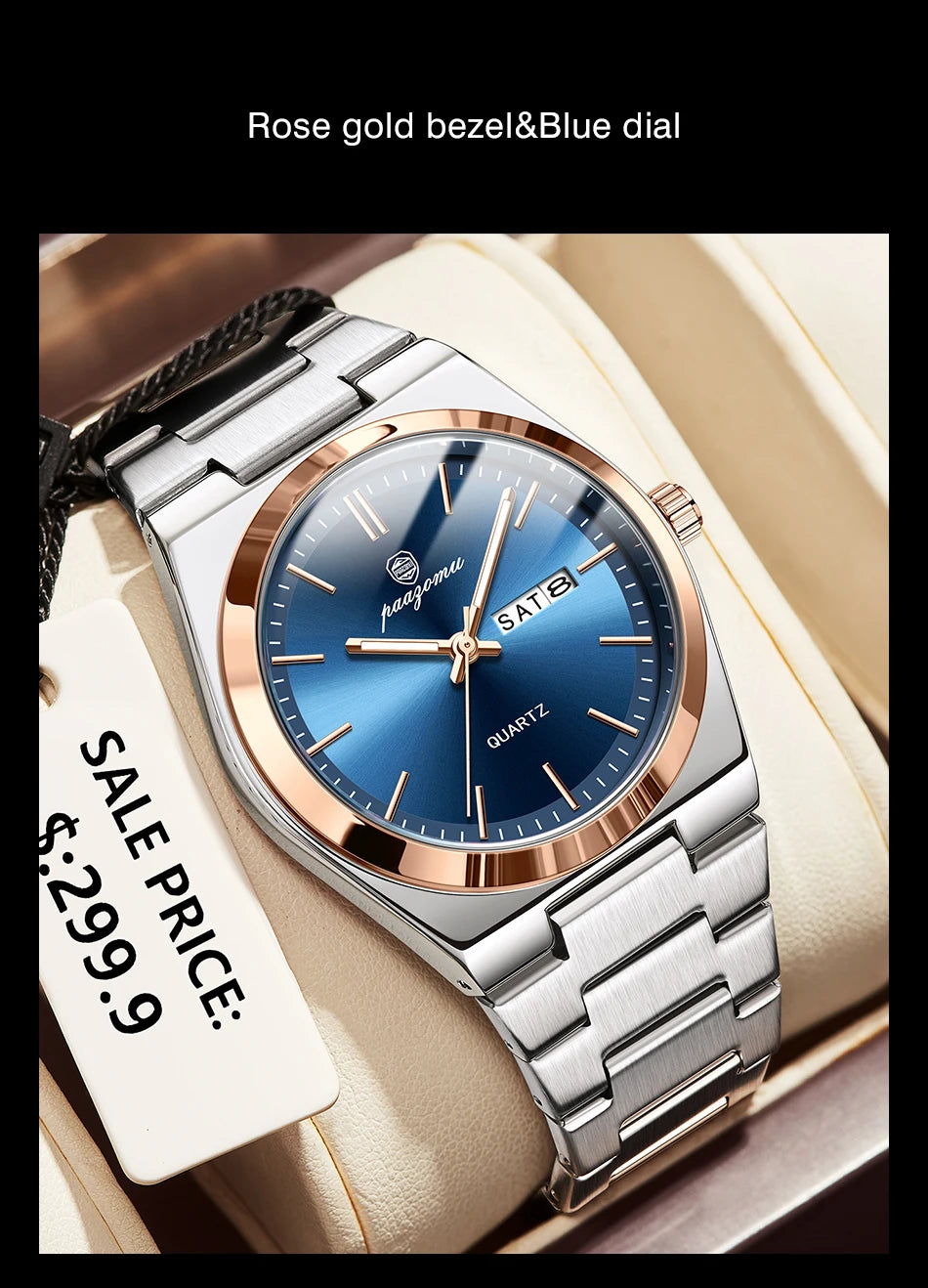 PENGAGAR luxe Quartz homme montre-bracelet Sport hommes montres étanche lumineux Date semaine acier inoxydable montre pour hommes mâle Reloj + boîte