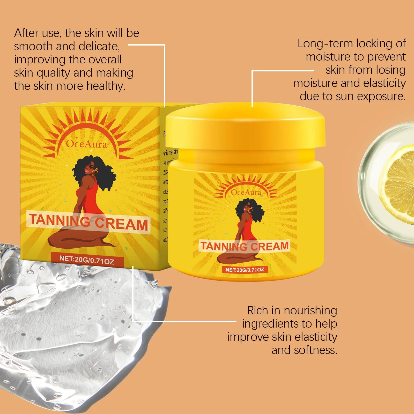 Crème autobronzante pour la peau, sans soleil, pour le visage et le corps, bronzant à lueur naturelle, facile à utiliser, Gel hydratant bronzant pour l'été