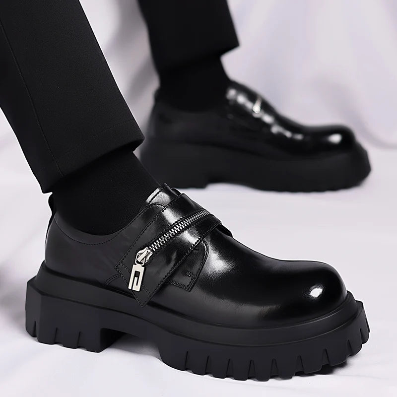 Chaussures pour hommes avec semelle épaisse augmentant la hauteur à la mode en plein air chaussures formelles décontractées et d'affaires chaussures pour adultes tendance minimaliste