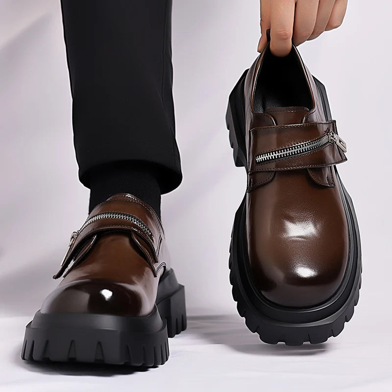 Chaussures pour hommes avec semelle épaisse augmentant la hauteur à la mode en plein air chaussures formelles décontractées et d'affaires chaussures pour adultes tendance minimaliste