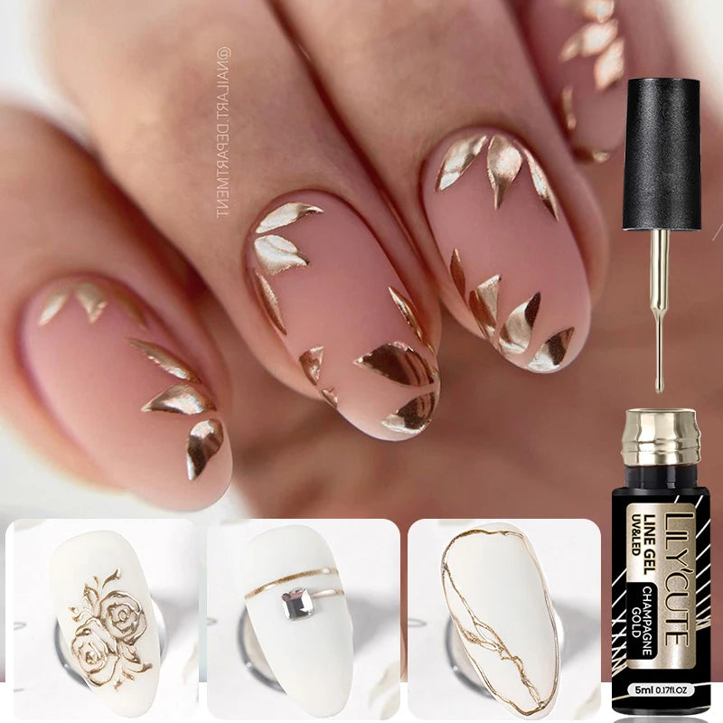 LILYCUTE 5ml blanc noir Liner Gel vernis à ongles coloré français peinture rayure Semi Permanent dessin Nail Art UV Gel vernis