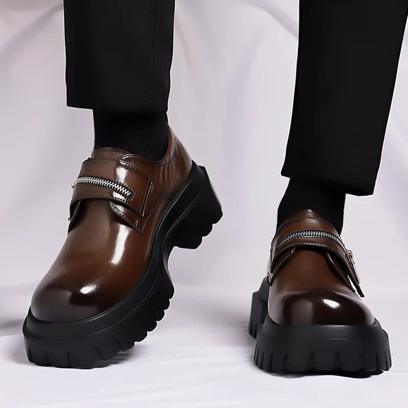 Chaussures pour hommes avec semelle épaisse augmentant la hauteur à la mode en plein air chaussures formelles décontractées et d'affaires chaussures pour adultes tendance minimaliste