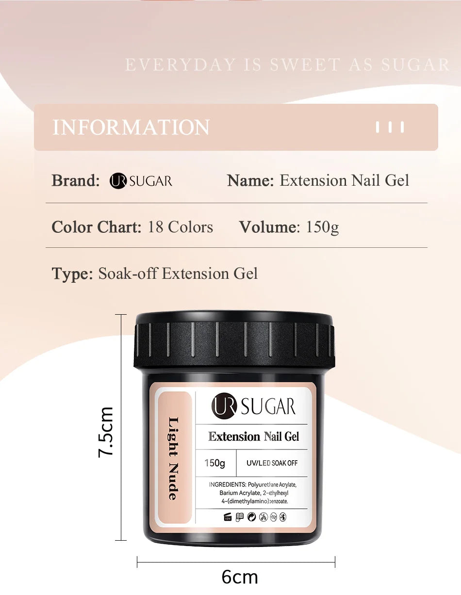 UR SUGAR 150g Gel de gelée Gel d'extension d'ongle blanc laiteux nu rose Construction rapide UV ongles Gels durs Gel de Construction auto-nivelant