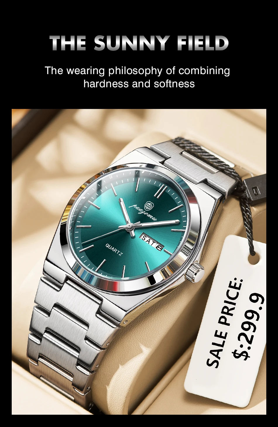 PENGAGAR luxe Quartz homme montre-bracelet Sport hommes montres étanche lumineux Date semaine acier inoxydable montre pour hommes mâle Reloj + boîte