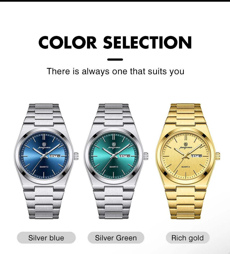 PENGAGAR luxe Quartz homme montre-bracelet Sport hommes montres étanche lumineux Date semaine acier inoxydable montre pour hommes mâle Reloj + boîte