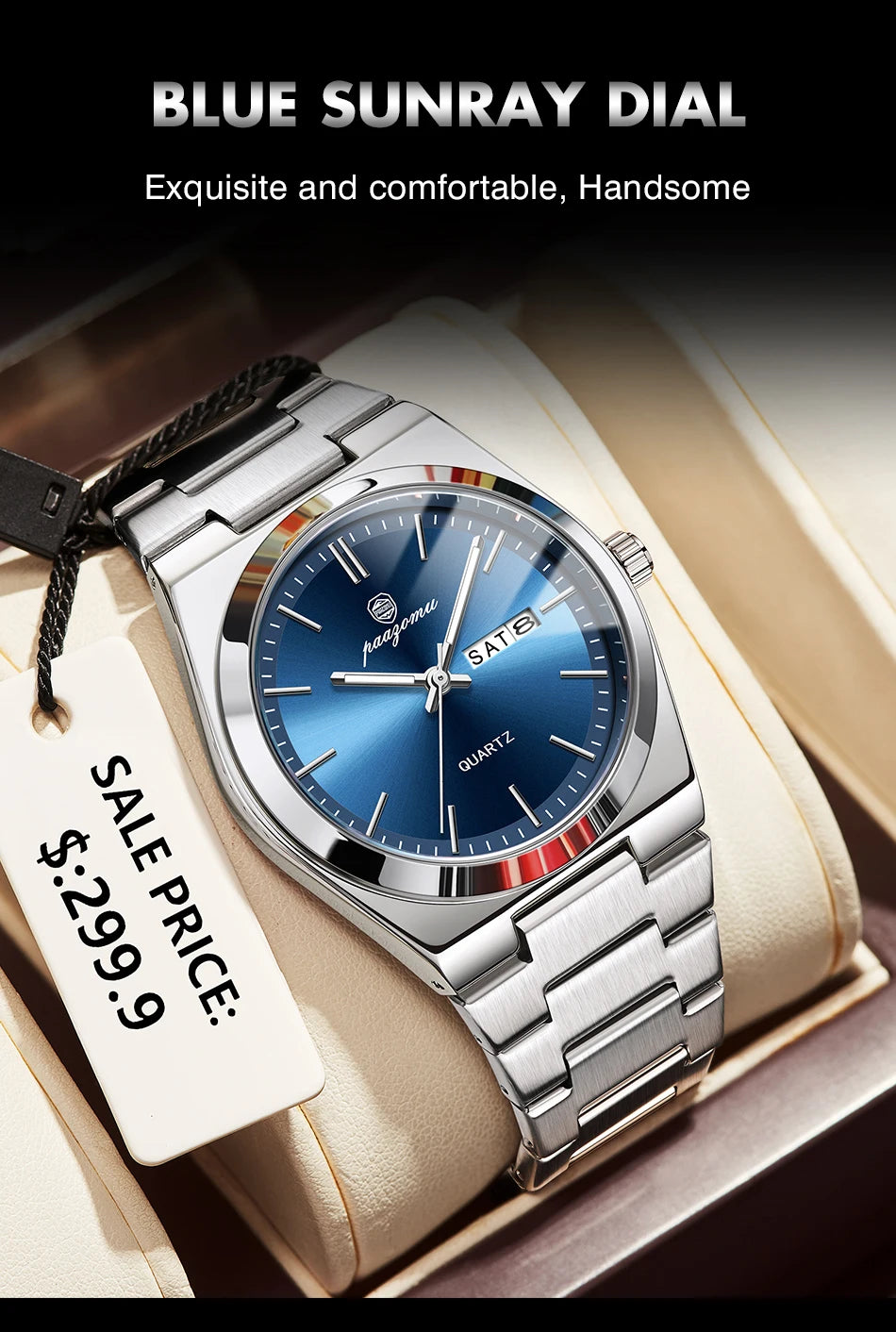 PENGAGAR luxe Quartz homme montre-bracelet Sport hommes montres étanche lumineux Date semaine acier inoxydable montre pour hommes mâle Reloj + boîte