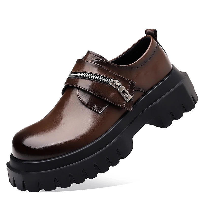 Chaussures pour hommes avec semelle épaisse augmentant la hauteur à la mode en plein air chaussures formelles décontractées et d'affaires chaussures pour adultes tendance minimaliste