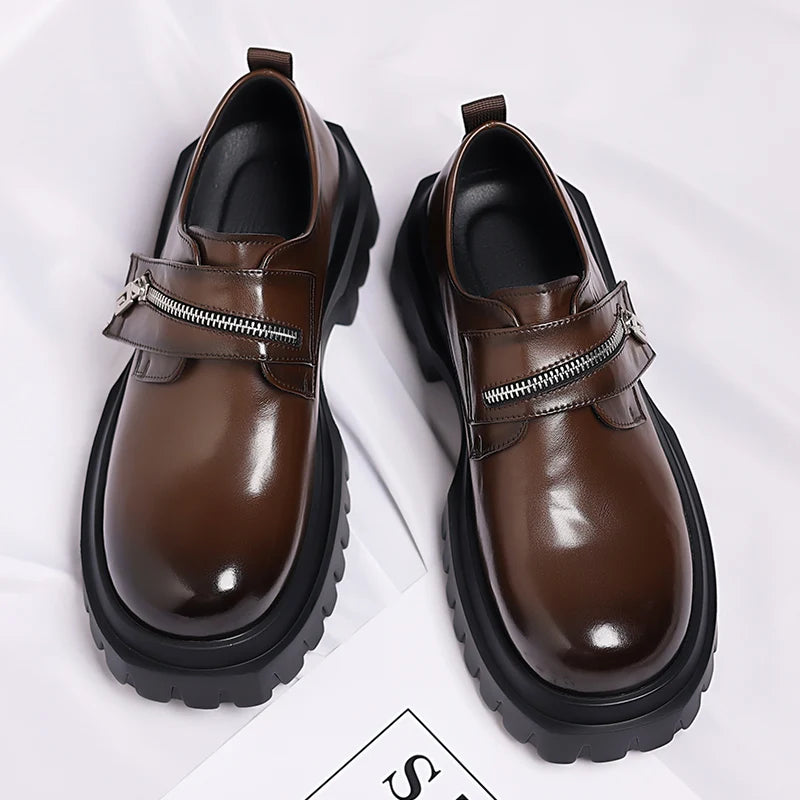 Chaussures pour hommes avec semelle épaisse augmentant la hauteur à la mode en plein air chaussures formelles décontractées et d'affaires chaussures pour adultes tendance minimaliste