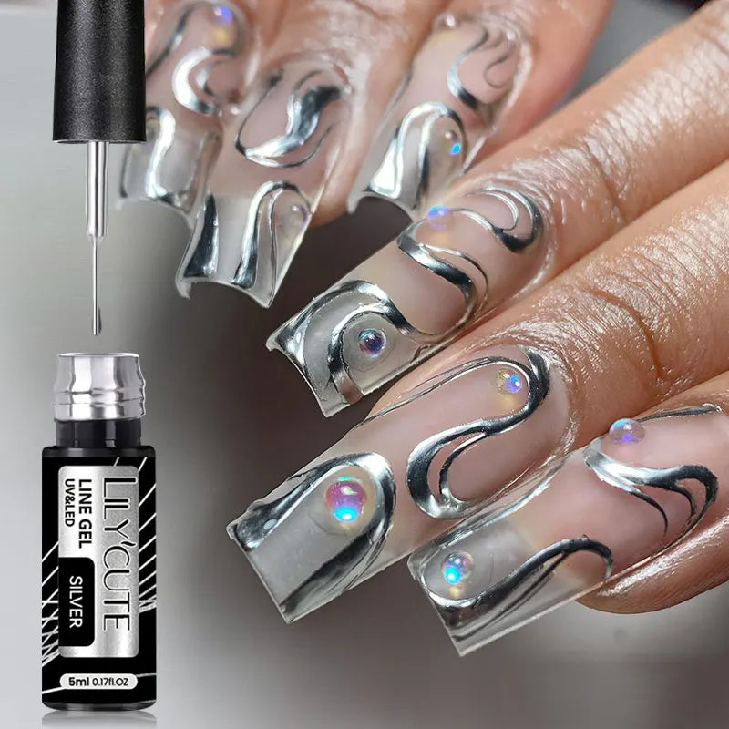 LILYCUTE 5ml blanc noir Liner Gel vernis à ongles coloré français peinture rayure Semi Permanent dessin Nail Art UV Gel vernis