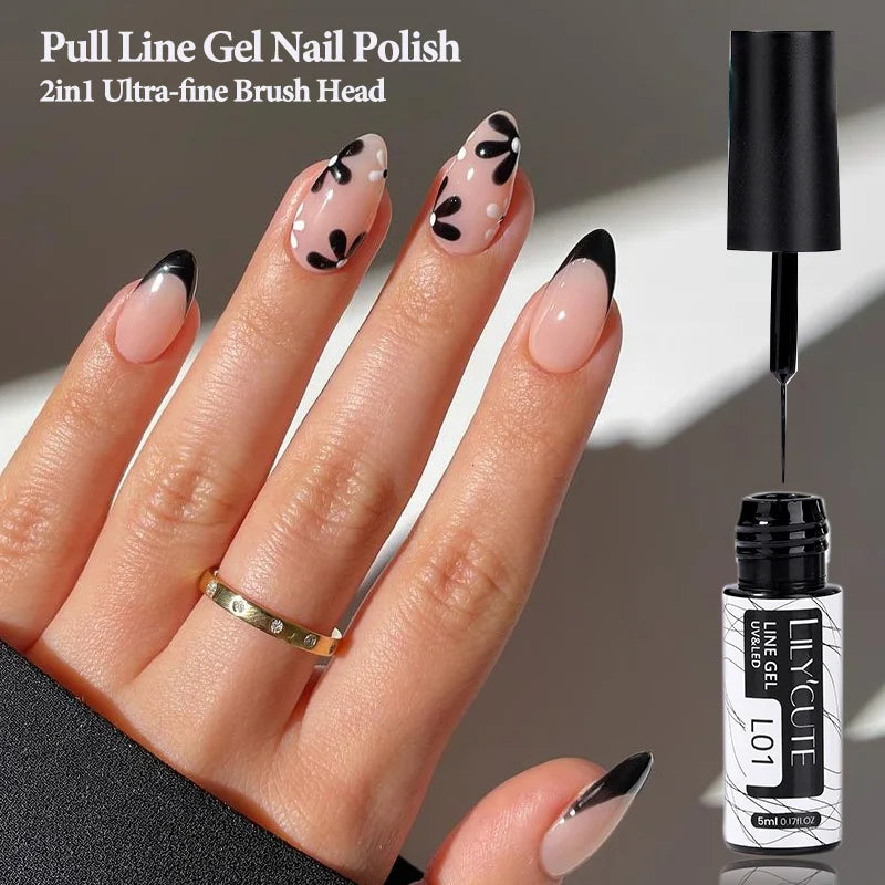 LILYCUTE 5ml blanc noir Liner Gel vernis à ongles coloré français peinture rayure Semi Permanent dessin Nail Art UV Gel vernis