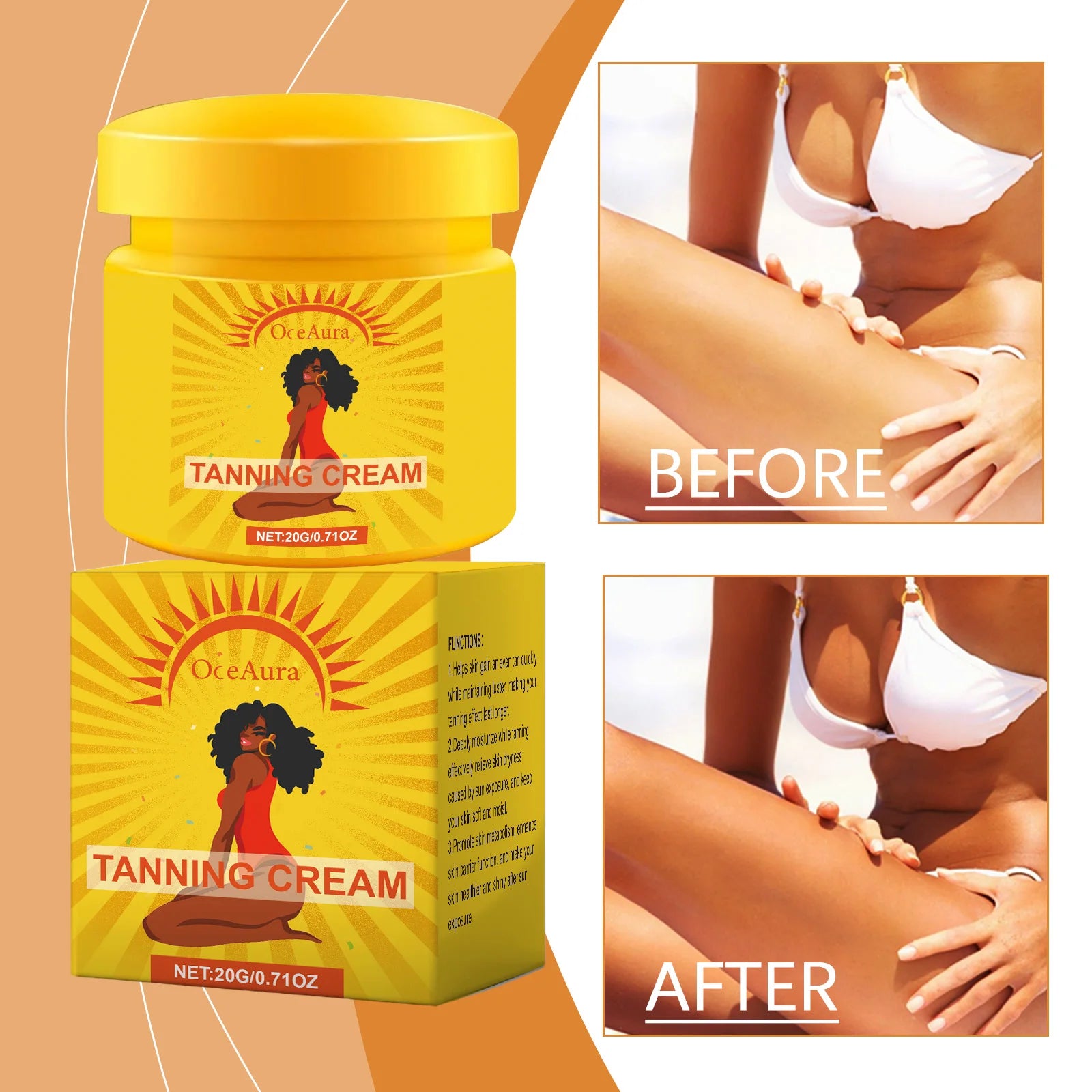 Crème autobronzante pour la peau, sans soleil, pour le visage et le corps, bronzant à lueur naturelle, facile à utiliser, Gel hydratant bronzant pour l'été