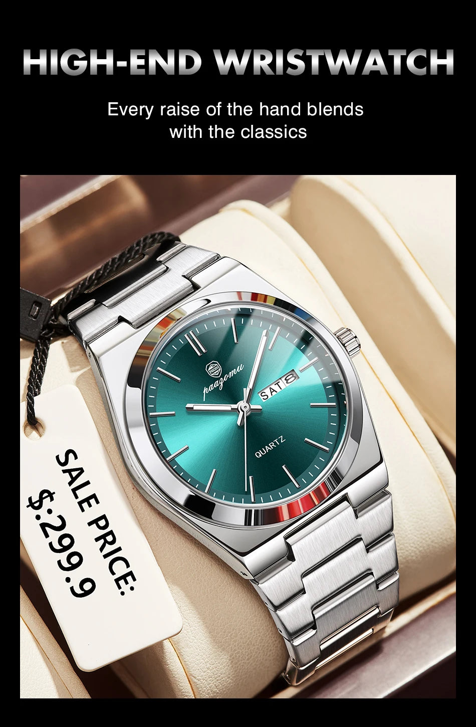 PENGAGAR luxe Quartz homme montre-bracelet Sport hommes montres étanche lumineux Date semaine acier inoxydable montre pour hommes mâle Reloj + boîte