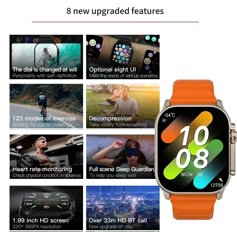 Nouvelle montre intelligente 9 Ultra Gen 2 montre Ultra IWO montre Ultra NFC Smartwatch série 9 appel Bluetooth 2.2 pouces montre de Fitness sans fil