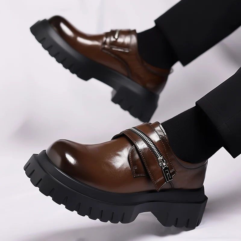 Chaussures pour hommes avec semelle épaisse augmentant la hauteur à la mode en plein air chaussures formelles décontractées et d'affaires chaussures pour adultes tendance minimaliste