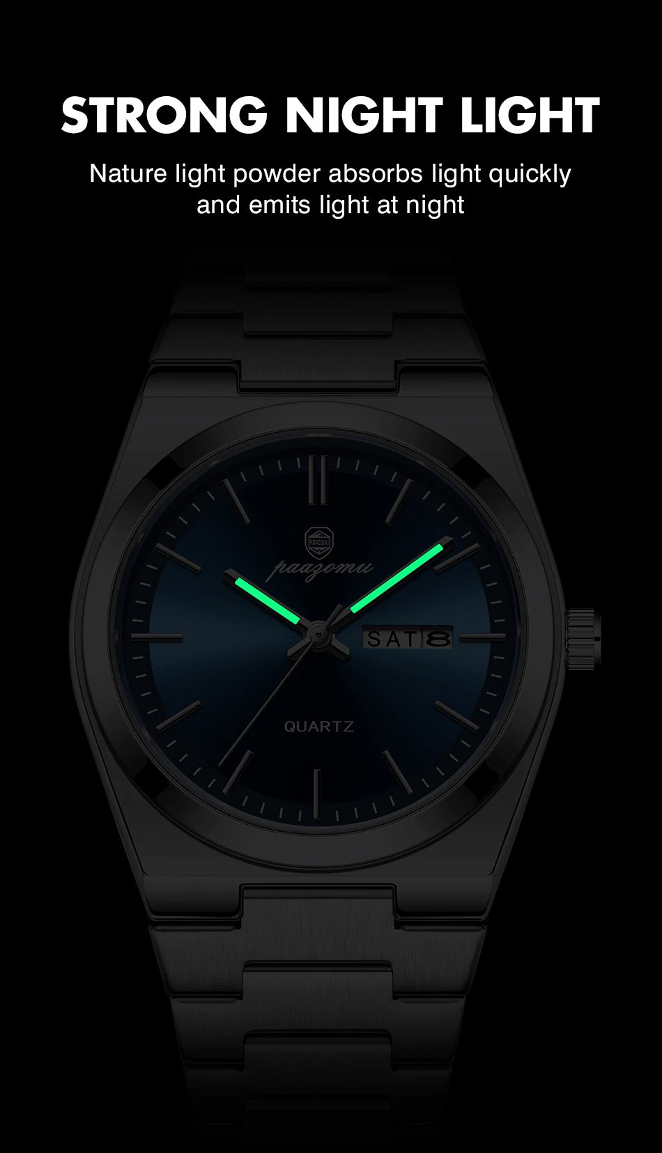 PENGAGAR luxe Quartz homme montre-bracelet Sport hommes montres étanche lumineux Date semaine acier inoxydable montre pour hommes mâle Reloj + boîte