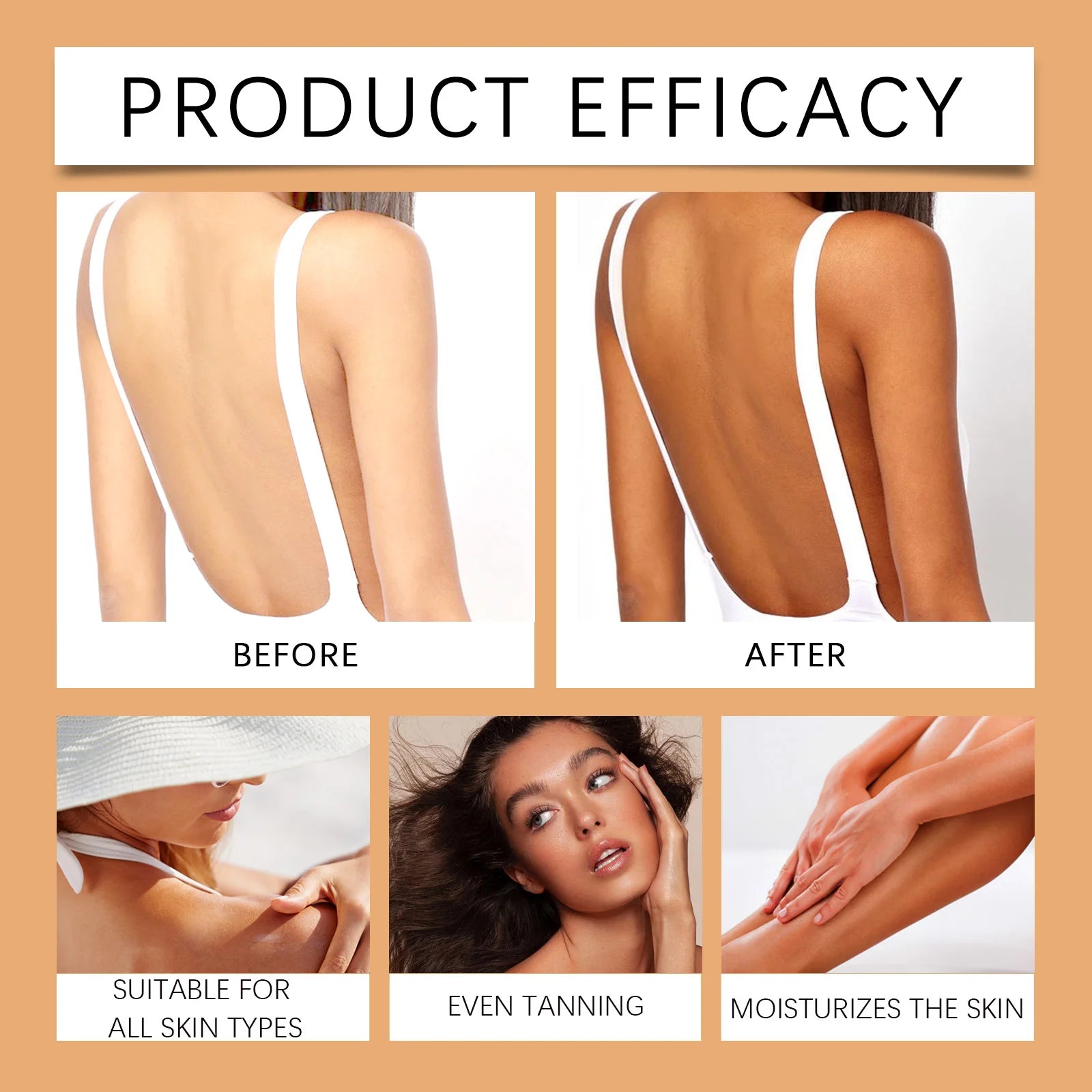 Crème autobronzante pour la peau, sans soleil, pour le visage et le corps, bronzant à lueur naturelle, facile à utiliser, Gel hydratant bronzant pour l'été