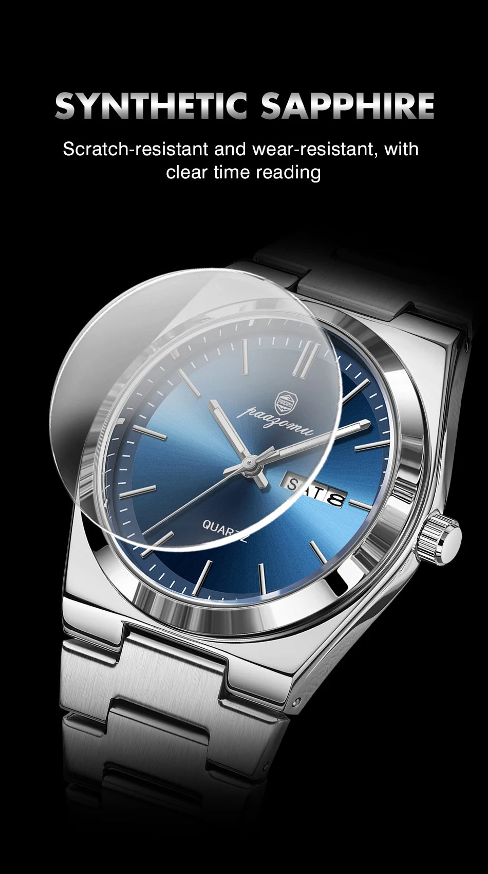 PENGAGAR luxe Quartz homme montre-bracelet Sport hommes montres étanche lumineux Date semaine acier inoxydable montre pour hommes mâle Reloj + boîte