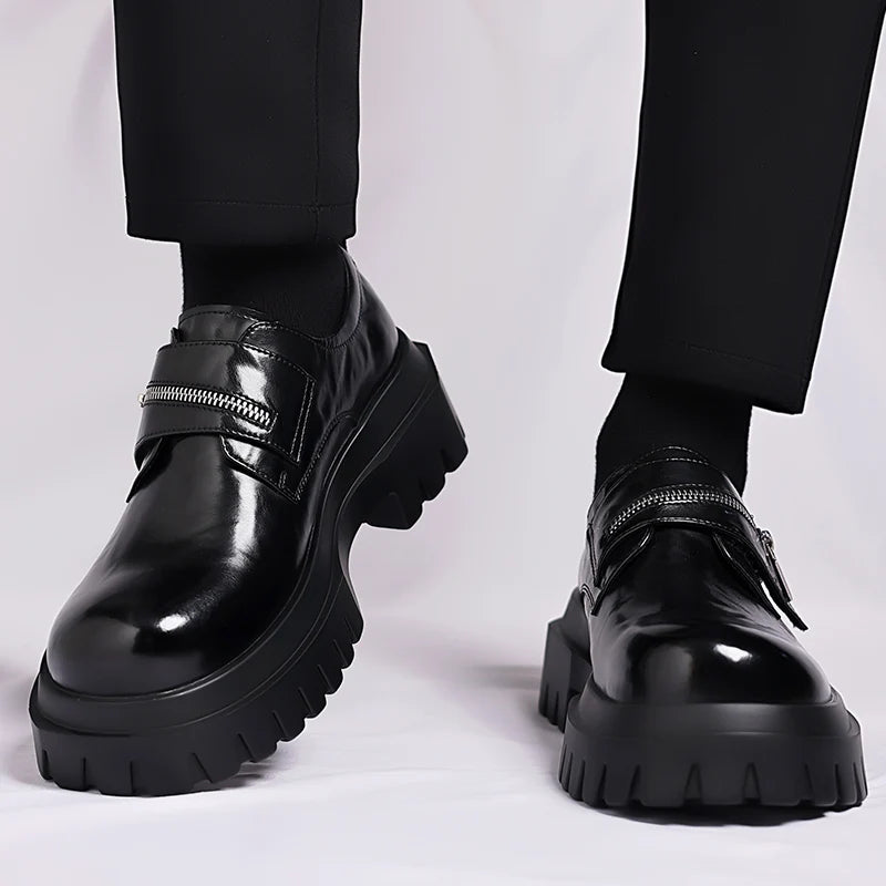 Chaussures pour hommes avec semelle épaisse augmentant la hauteur à la mode en plein air chaussures formelles décontractées et d'affaires chaussures pour adultes tendance minimaliste