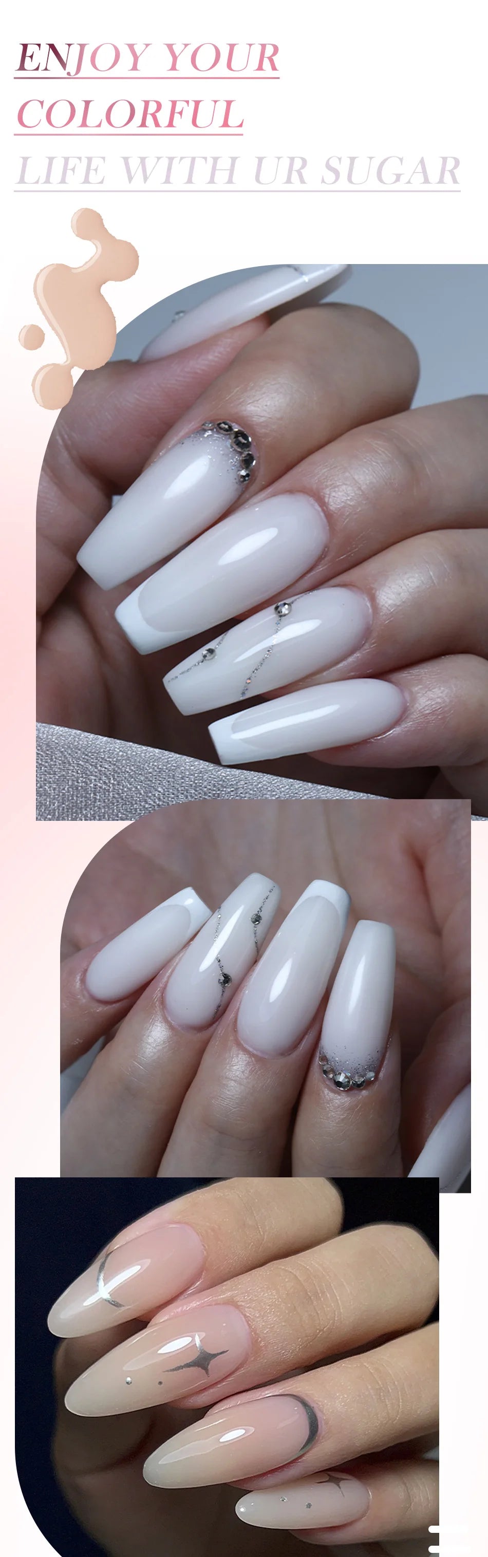 UR SUGAR 150g Gel de gelée Gel d'extension d'ongle blanc laiteux nu rose Construction rapide UV ongles Gels durs Gel de Construction auto-nivelant