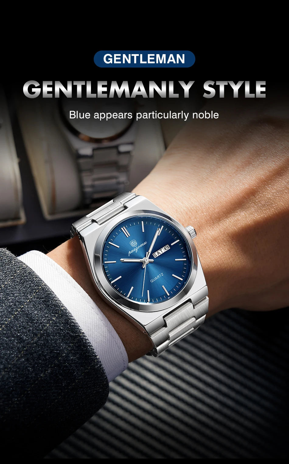 PENGAGAR luxe Quartz homme montre-bracelet Sport hommes montres étanche lumineux Date semaine acier inoxydable montre pour hommes mâle Reloj + boîte