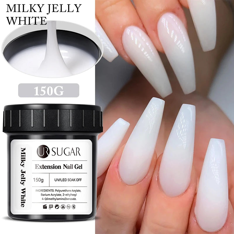 UR SUGAR 150g Gel de gelée Gel d'extension d'ongle blanc laiteux nu rose Construction rapide UV ongles Gels durs Gel de Construction auto-nivelant