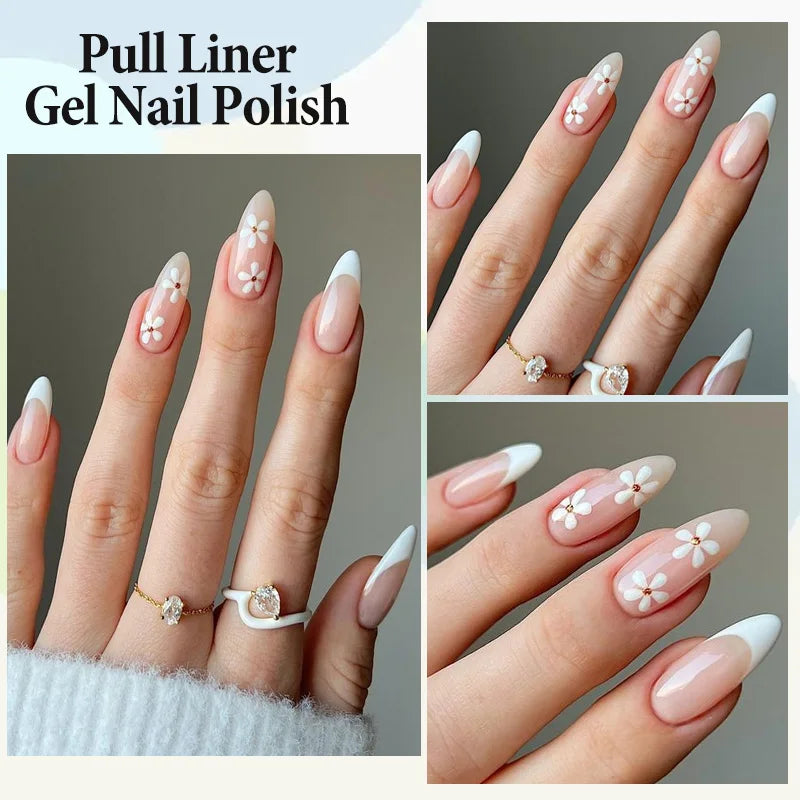 LILYCUTE 5ml blanc noir Liner Gel vernis à ongles coloré français peinture rayure Semi Permanent dessin Nail Art UV Gel vernis