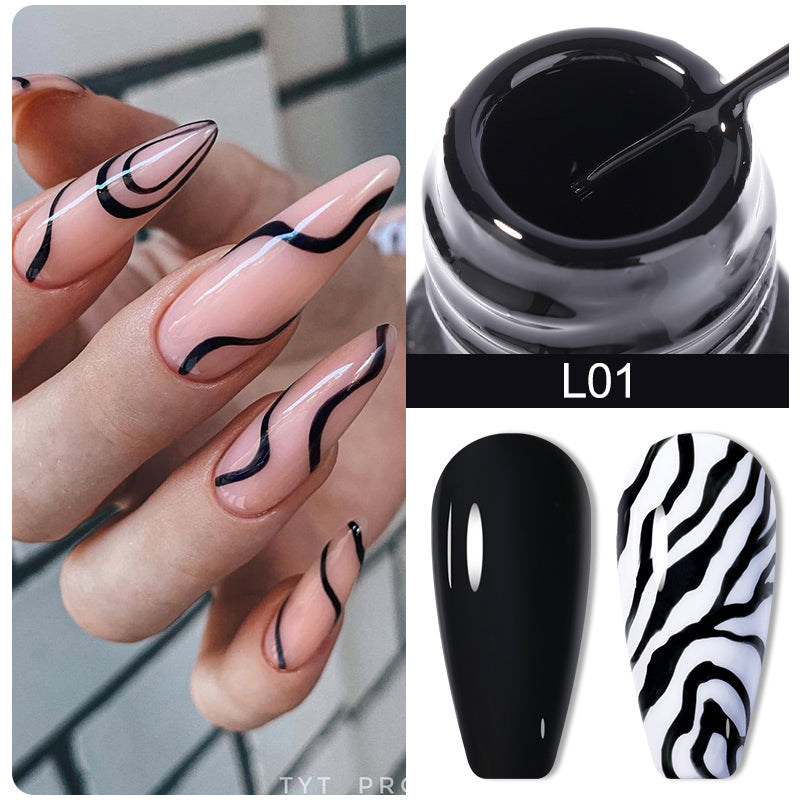 LILYCUTE 5ml blanc noir Liner Gel vernis à ongles coloré français peinture rayure Semi Permanent dessin Nail Art UV Gel vernis