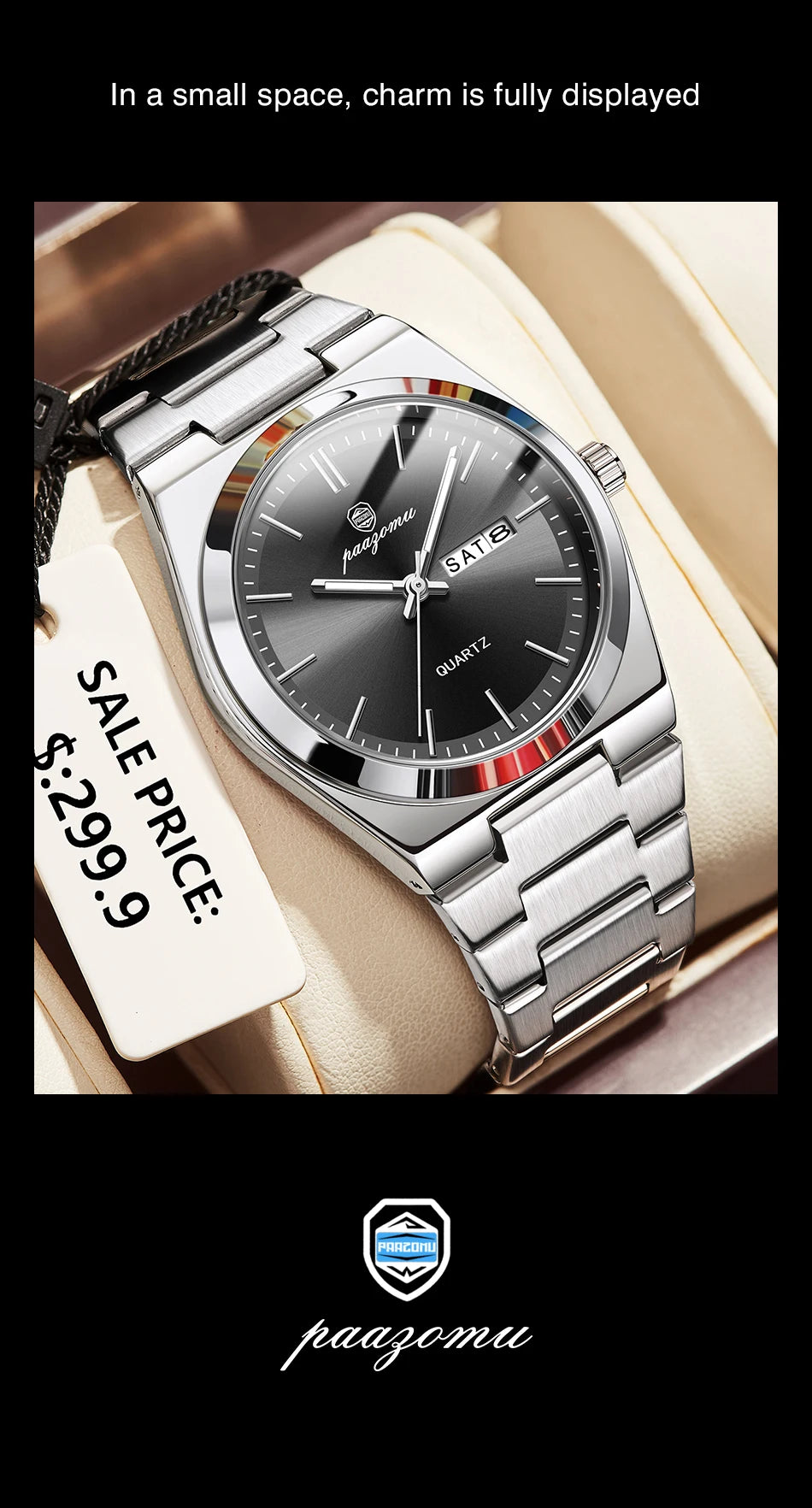 PENGAGAR luxe Quartz homme montre-bracelet Sport hommes montres étanche lumineux Date semaine acier inoxydable montre pour hommes mâle Reloj + boîte