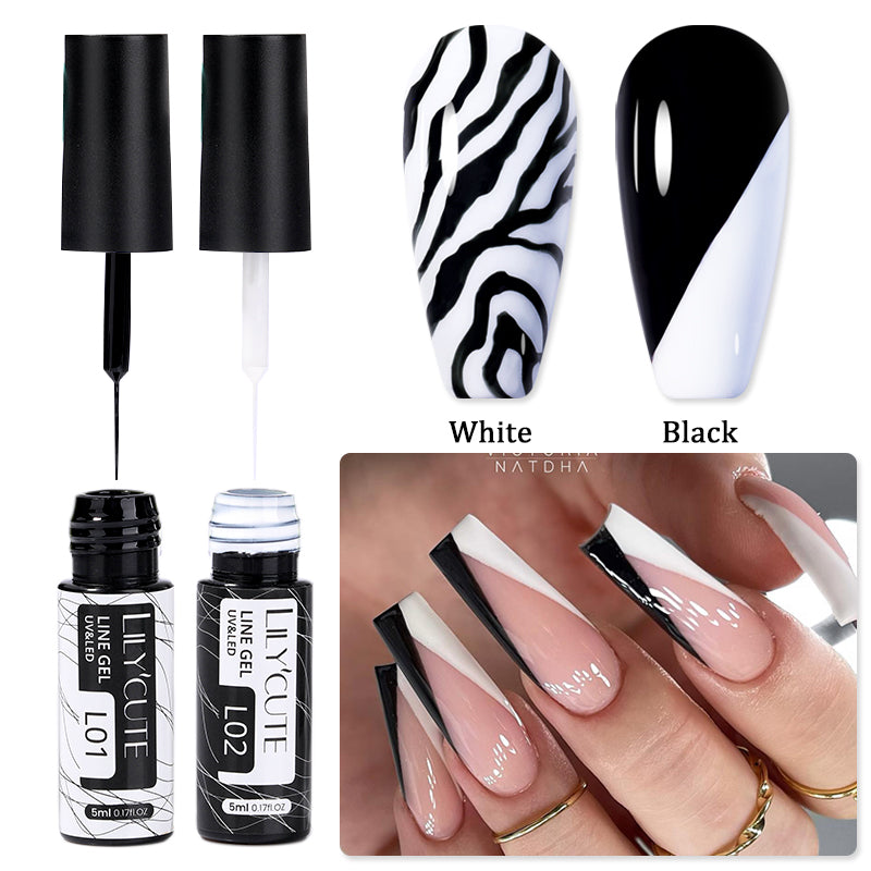 LILYCUTE 5ml blanc noir Liner Gel vernis à ongles coloré français peinture rayure Semi Permanent dessin Nail Art UV Gel vernis