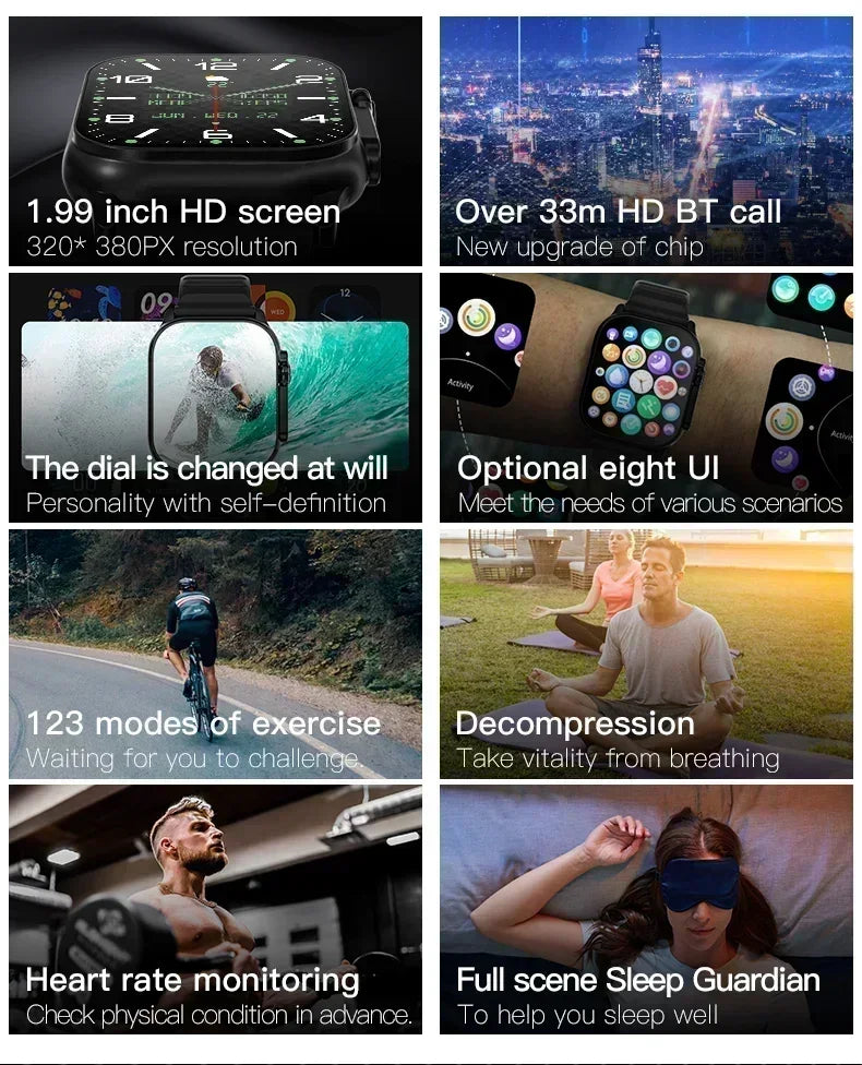 Nouvelle montre intelligente 9 Ultra Gen 2 montre Ultra IWO montre Ultra NFC Smartwatch série 9 appel Bluetooth 2.2 pouces montre de Fitness sans fil